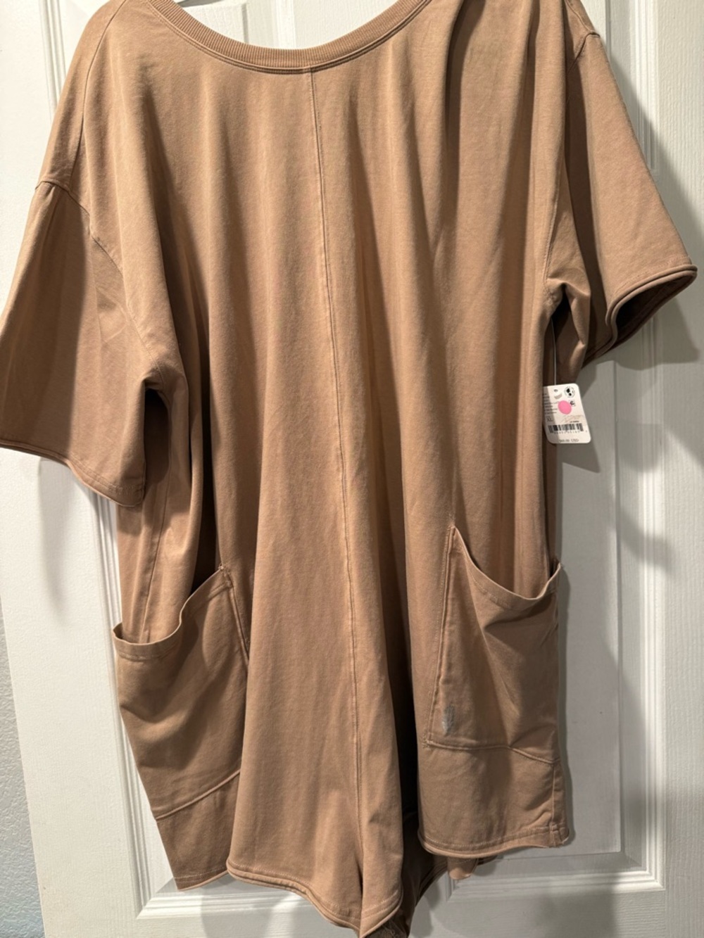 Free People Oversized Short-Sleeve Tee hot shot romper in mocha latte NWT